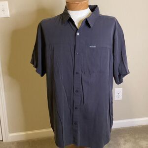 Mens Columbia short‎ sleeved full button camp shirt charcoal XL